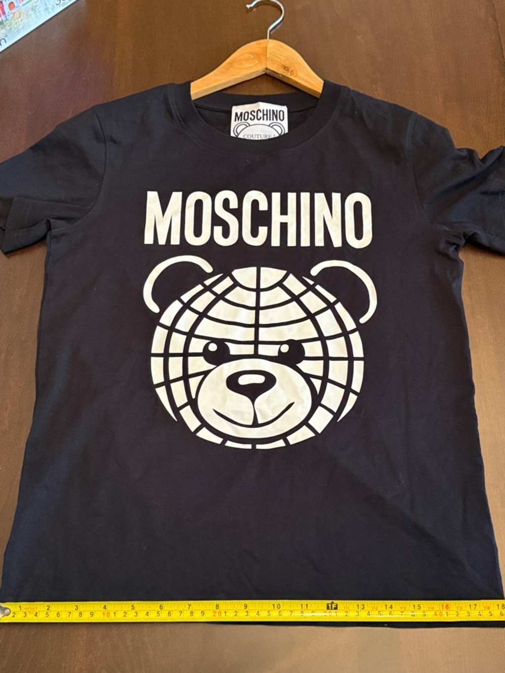 Woman’s Moschino Couture Milano Black Tee with White Logo Bear- Size Small - Picture 8 of 11